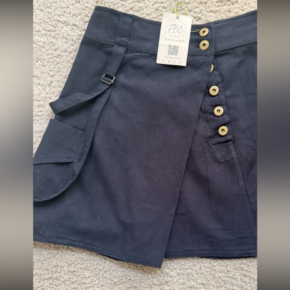 FBC Studio Organic Cotton Black Mini Skirt | Bohemian Mediterranean Skirt S/M - Picture 7 of 8